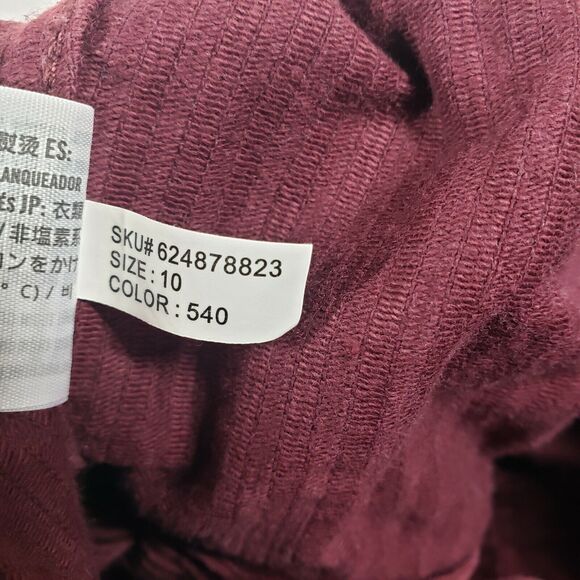 Abercrombie & Fitch Skirt Womens 10 Mini Corduroy Button Up Burgundy - Picture 9 of 9